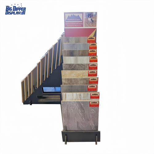 BDD-WF24 freestanding custom designs laminate flooring display rack wood floor timber flooring display rack