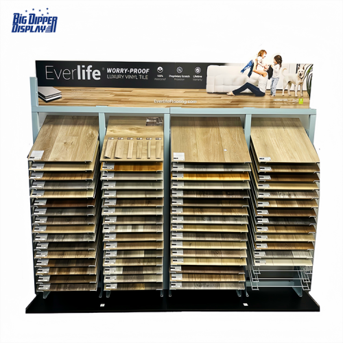 BDD-WF35 wood flooring racks slotted waterfall laminate timber flooring sample display stand