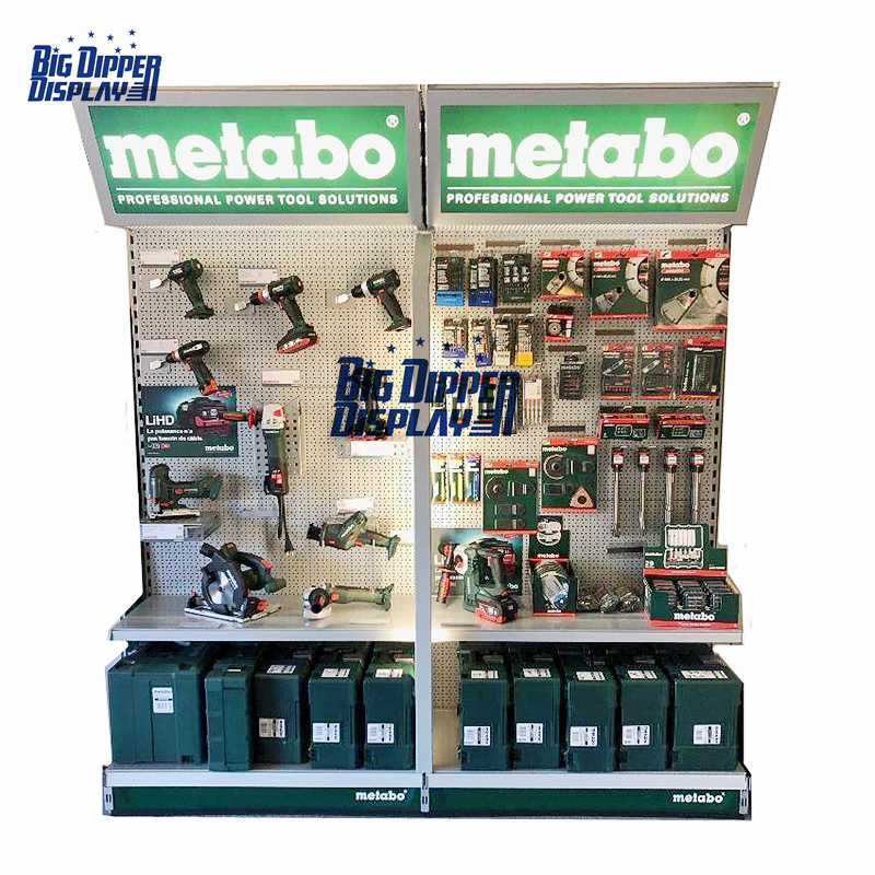 PB47 heavy duty tool display rack pegboard durable pave tool display stand with hooks for power tool stand