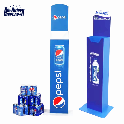 AL30 Automatic Lifting cola bottle metal display rack floor retail display stand for liquor store