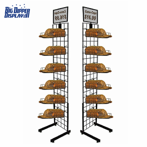 BDD-HC06 metal wire mesh floor standing cap display stand