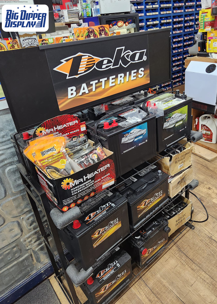 BDD-BA32 Retail Shop 3 Tier Metal Traction batteries / Car Battery Display Stand