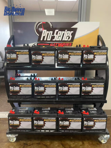 BDD-BA05 Car Battery Display Rack Heavy Duty Auto Batteries Stand Metal Retail Store Shelves