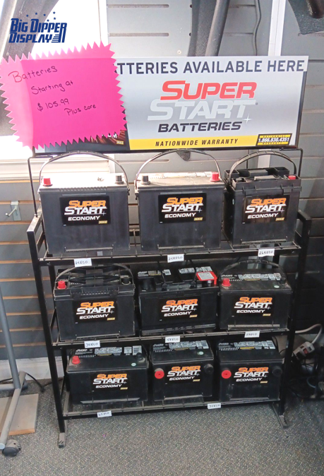 BDD-BA29 3 Tiers Battery Rack for Battery Car Shop Batteries Display Stand Heavy Duty Storage Battery Rack