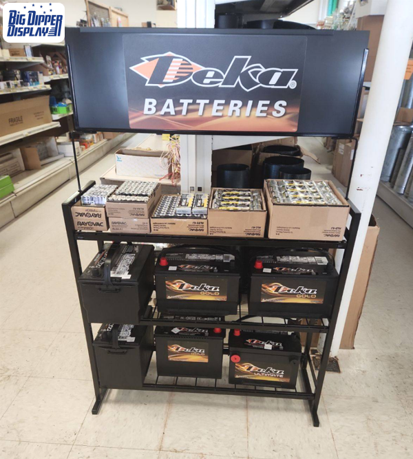 BDD-BA32 Retail Shop 3 Tier Metal Traction batteries / Car Battery Display Stand