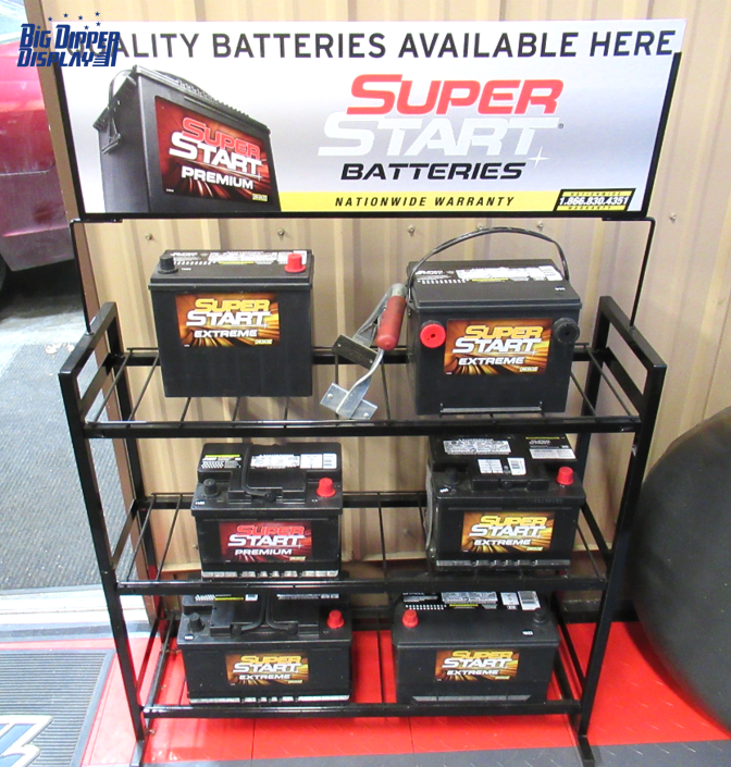 BDD-BA29 3 Tiers Battery Rack for Battery Car Shop Batteries Display Stand Heavy Duty Storage Battery Rack