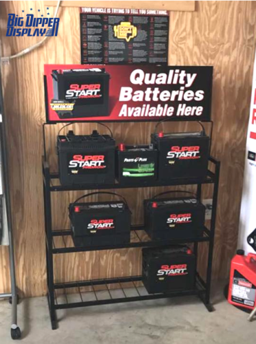 BDD-BA28 metal heavy auto parts battery shelving car battery display rack