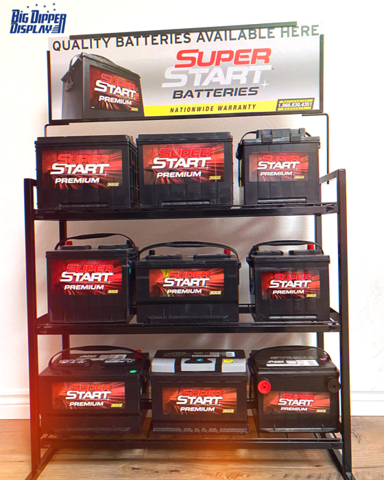 BDD-BA29 3 Tiers Battery Rack for Battery Car Shop Batteries Display Stand Heavy Duty Storage Battery Rack