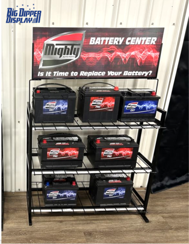 BDD-BA33 Gas Shop metal battery display rack/car battery stand