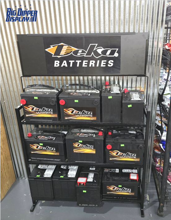 BDD-BA32 Retail Shop 3 Tier Metal Traction batteries / Car Battery Display Stand