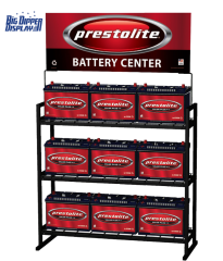 BDD-BA21 Customized 3 Tier Storage Battery Rack Car Shop Heavy Duty Rack Metal Car Battery Display Shelf