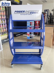 BDD-BA08 Car Battery Auto Display Rack Battery Metal Retail Shop Shelves Stand with Wheels