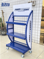 BDD-BA08 Car Battery Auto Display Rack Battery Metal Retail Shop Shelves Stand with Wheels