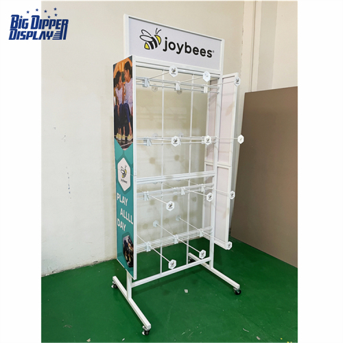 BDD-FF28 Footwear Store Metal Slipper Display Rack, 32 Hooks Flip Flop Stand with Powdercoating