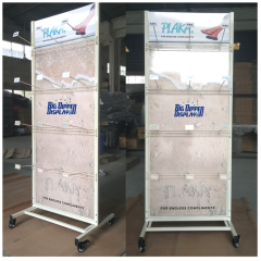 BDD-FF22 Free Standing Metal Slipper Display Stand, Wheel-Mounted Sandal Flip Flop Rack with Powdercoating