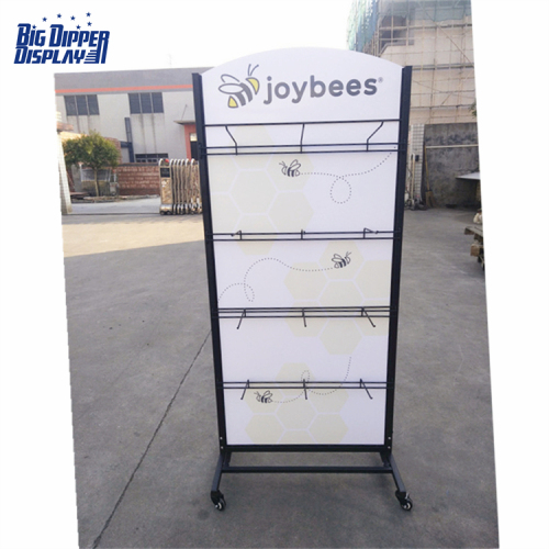 BDD-FF23 Metal Sandal Display Stand, Double-Sided Flip Flop Rack with 16/32 Hooks for Footwear Store