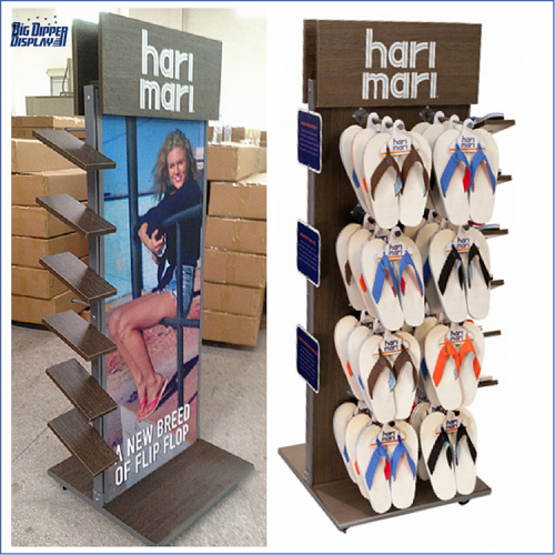 BDD-FF34 Footwear Store Floor Standing wood Flip Flops Display Rack
