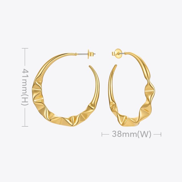 ENFASHION Irregular Hoop Earrings For Women Gold Color Fashion Jewelry Wave Circle Earring Boucle Oreille Femme Party E211272