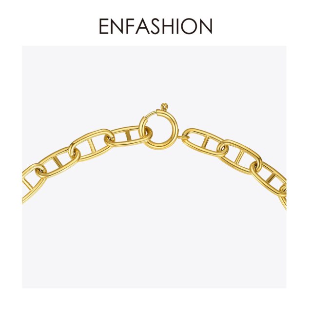 ENFASHION Oval Chain Necklaces For Women Gold Color Necklace Stainless Steel Choker Fashion Jewelry Collares Christmas P203126
