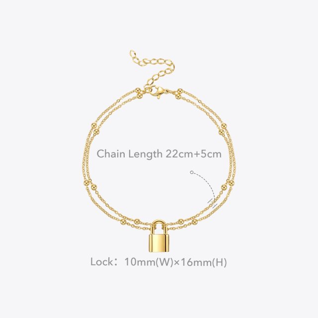 ENFASHION Boho Lock Anklets For Women Gold Color Anklets Bijoux Femme Beach Accessories Fashion Jewelry Stainless Steel A215006