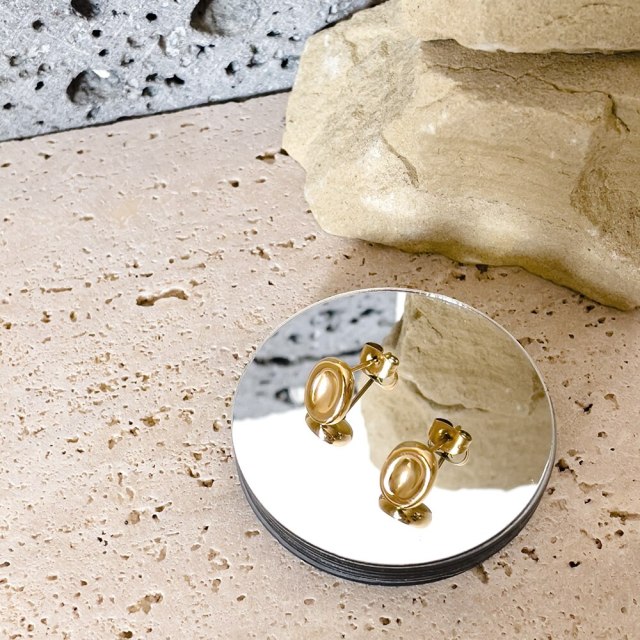 ENFASHION Peas Stud Earrings For Women Gold Color Oval Piercing Earring Stainless Steel Fashion Jewelry Christmas Kolczyki E1301