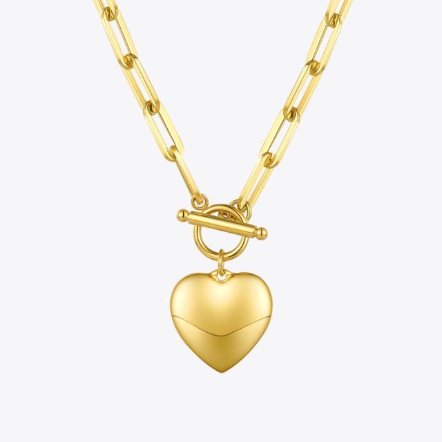 ENFASHION Heart Pendant Necklaces For Women Gold Color Stainless Steel Choker Necklace Fashion Jewelery Party Wholesale P203148