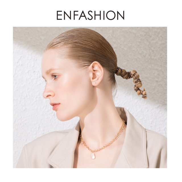 ENFASHION Boho Conch Chain Necklace Women Gold Color Statement Natural Mother Of Pearl Necklaces Stainless Steel Jewelry P193025