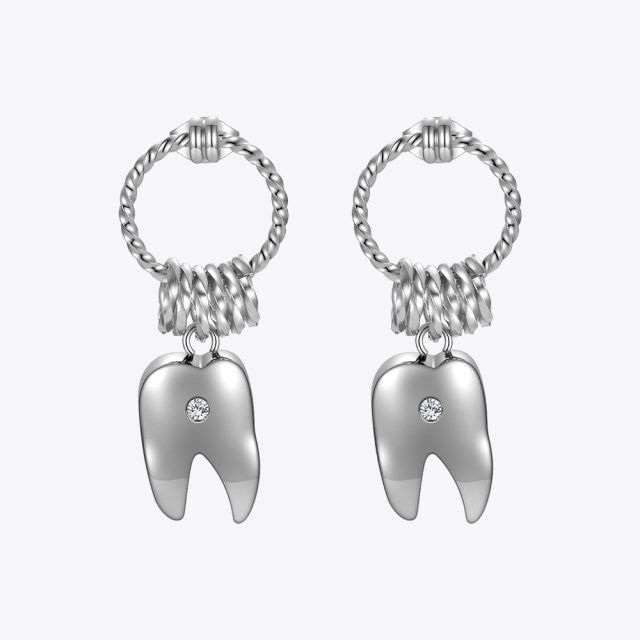ENFASHION Goth Teeth Drop Earrings For Women Stainless Steel Zircon Dangle Earring Fashion Jewelry Pendientes Mujer Party E1315