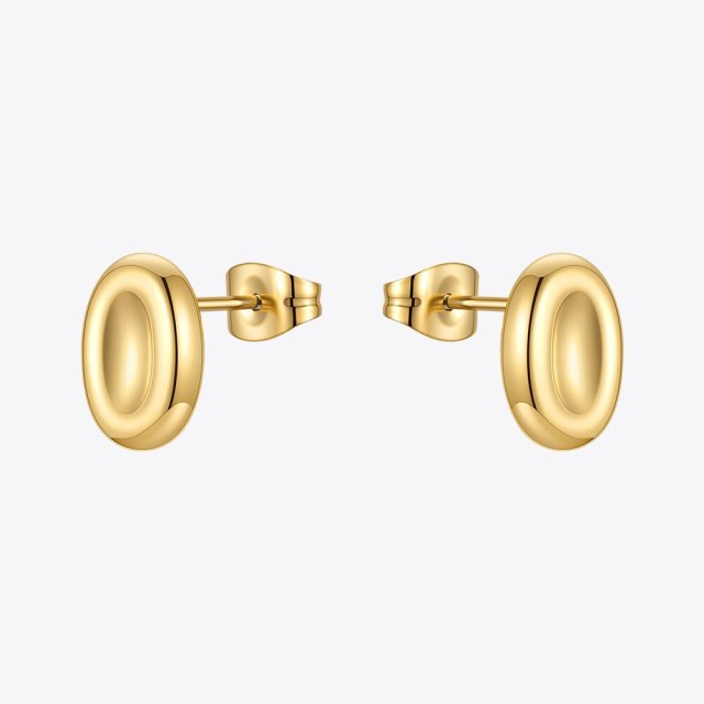 ENFASHION Peas Stud Earrings For Women Gold Color Oval Piercing Earring Stainless Steel Fashion Jewelry Christmas Kolczyki E1301