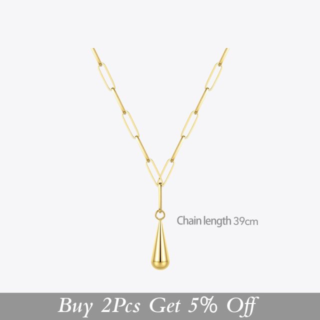 ENFASHION Water Droplet Pendant Necklace Women Stainless Steel Gold Color Chain Choker Necklace Fashion Jewelry 2020 P203086