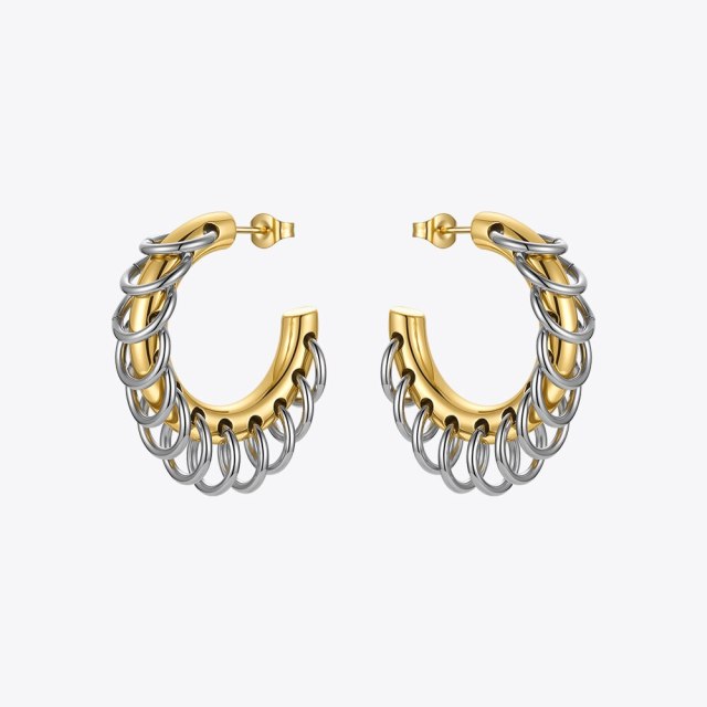 ENFASHION Punk Circle Loop Earring Stainless Steel Hoop Earrings For Women Gold Color Brincos Feminino Fashion Jewelry E211304