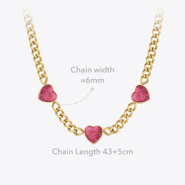 ENFASHION Red Heart Necklace For Women Stainless Steel Necklaces Gold Color Fashion Jewelry Collares Para Mujer Halloween P3271