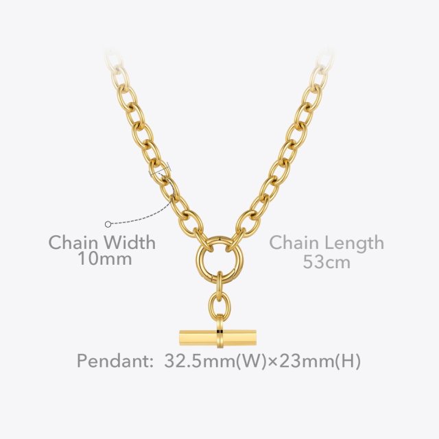 ENFASHION Hanging Bar Pendant Necklace For Women Gold Color Necklaces Fashion Jewelry Stainless Steel Bijoux Femme Party P213232