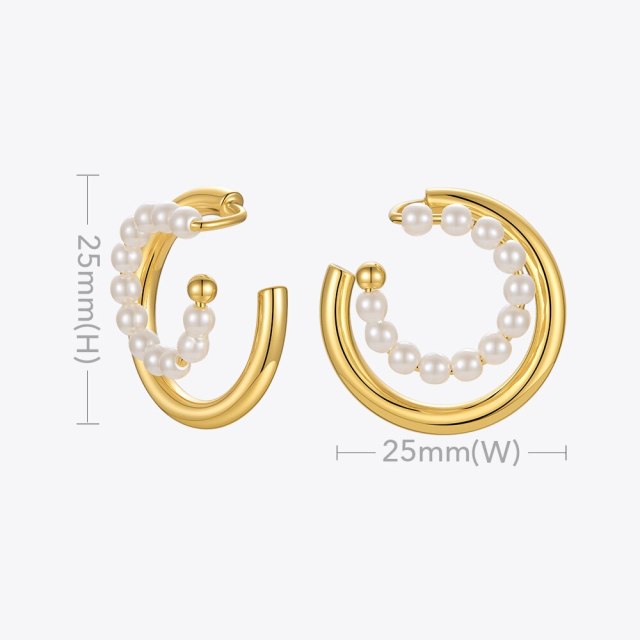 ENFASHION Cute Pearl Ear Cuff Clip Birthday Gift 2021 Earings Fashion Jewelry Boucle Oreille Femme Earrings For Women E211276