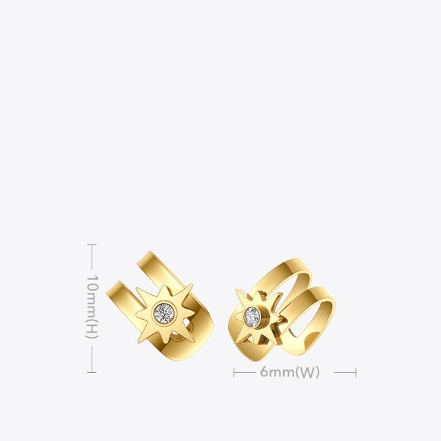 ENFASHION Small Star Ear Cuff Stainless Steel Earrings For Women Gold Color Fashion Jewelry Zircon Earring Pendientes E211260