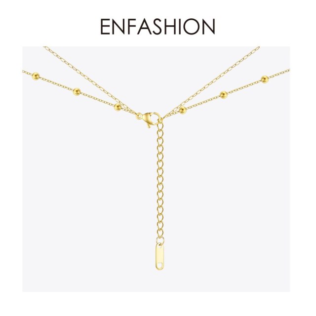 ENFASHION Boho Heart Choker Necklace Women Statement Stainless Steel Double Chain Cute Holiday Necklaces Fashion Jewelry P193026