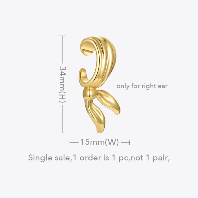 ENFASHION Cute Bowknot Ear Cuff 2021 Gold Color Clip On Earrings For Women Boucle Oreille Femme Fashion Jewelry Party E211312