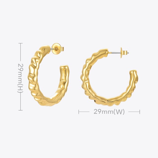 ENFASHION Curved C Shape Piercing Hoop Earring For Women Brincos Gold Color Earrings 2021 Fashion Jewelry Friends Gift E211240