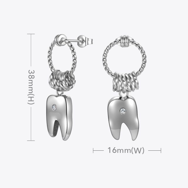 ENFASHION Goth Teeth Drop Earrings For Women Stainless Steel Zircon Dangle Earring Fashion Jewelry Pendientes Mujer Party E1315