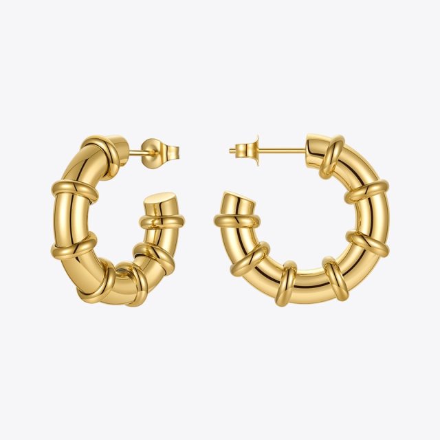 ENFASHION Punk Doughnut Earring For Women Stainless Steel Hoop Earrings 2021 Gold Color Fashion Jewelry Pendientes Party E211298