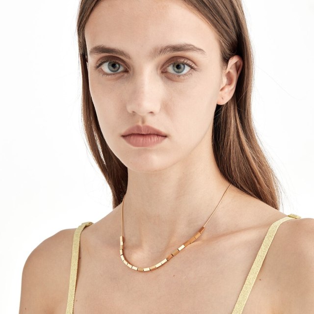 ENFASHION Goth Cuboid Necklace For Women Gold Color 2021 Stainless Steel Necklaces Geometric Collar Fashion Jewelry Gift P213260