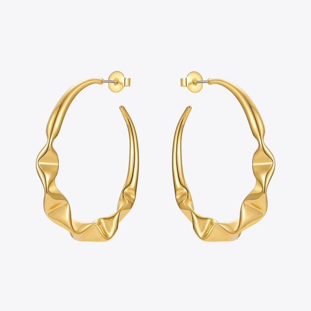 ENFASHION Irregular Hoop Earrings For Women Gold Color Fashion Jewelry Wave Circle Earring Boucle Oreille Femme Party E211272