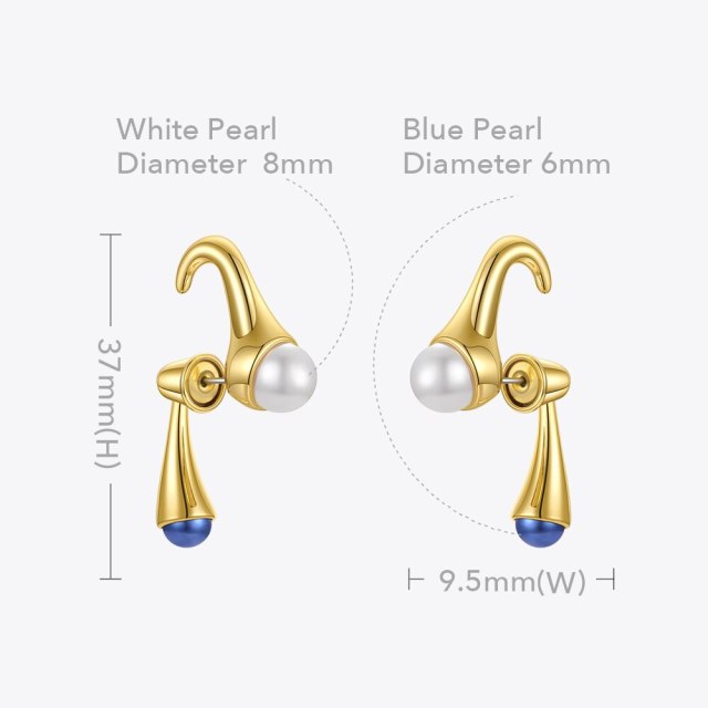 ENFASHION Cartoon Piercing Pearl Ear Stud Earrings For Women Blue Pearls Gold Color Earings Pendientes Fashion Jewlery E211232