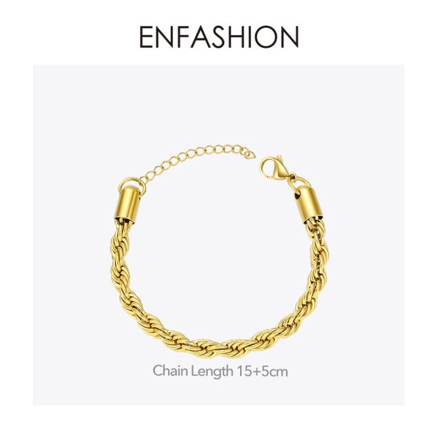 ENFASHION Vintage Twist Chain Bracelets For Women Gold Color Stainless Steel Fashion Jewellery Bangles Gifts 2020 Pulseras B2080
