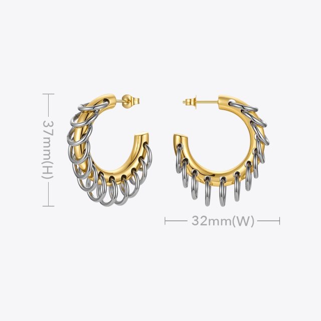 ENFASHION Punk Circle Loop Earring Stainless Steel Hoop Earrings For Women Gold Color Brincos Feminino Fashion Jewelry E211304