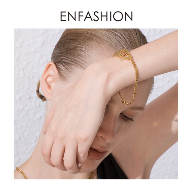ENFASHION Punk Handcuffs Bracelets Bangles Stainless Steel Viking Lock Chain Bracelet For Women Jewelry Couple Gifts BM192013