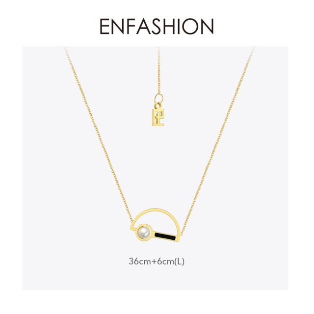 Enfashion Pearl Choker Necklace Women Gold Color Letter D Necklaces Pendants Stainless Steel Gifts Femme Jewelry Collares PD3009