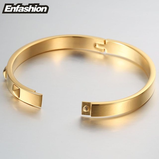 Enfashion Pyramid Spikes Bracelet Manchette Gold Color Stainless Steel Bracelet For Women Cuff Bracelets Bangles Pulseiras