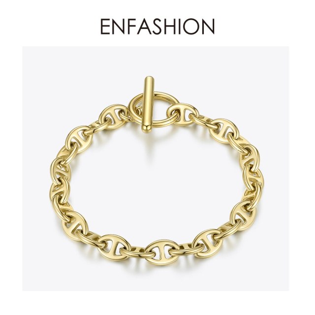 ENFASHION Geometric Hollow Bracelet Femme Gold Color Stainless Steel Punk Bracelets For Women Fashion Jewelry Friends Gift B2046