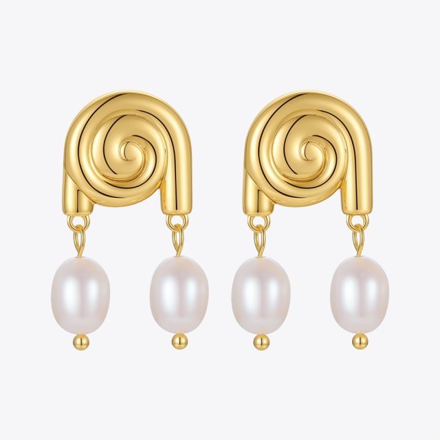 ENFASHION Whirl Natural Pearl Earrings For Women 2021 Gold Color Earings Korean Fashion Jewelry Pendientes Engagement E211291